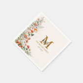 Serviette En Papier Monogramme Forêt Champignons Fleurs Florales botan (Coin)