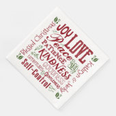Serviette En Papier Monogramme Fruit de Noël de l'Esprit Rouge Vert (Coin)