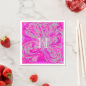 Serviette En Papier Monogramme Fuchsia Cocktail rose serviettes en pap (En situation)