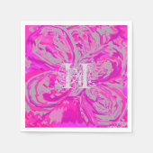 Serviette En Papier Monogramme Fuchsia Cocktail rose serviettes en pap (Devant)