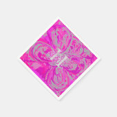 Serviette En Papier Monogramme Fuchsia Cocktail rose serviettes en pap (Coin)