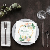 Serviette En Papier monogramme géométrique à fleurs roses rousses baby