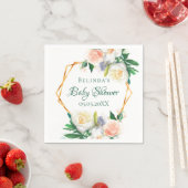 Serviette En Papier monogramme géométrique à fleurs roses rousses baby (En situation)