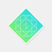 Serviette En Papier Monogramme géométrique cool | Ombre Vert bleu et c (Coin)