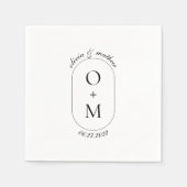 Serviette En Papier Monogramme géométrique minimal avec Mariage de cal (Devant)