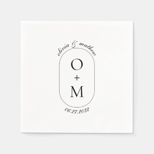 Serviette En Papier Monogramme géométrique minimal avec Mariage de cal (Devant)