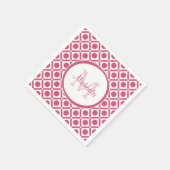 Serviette En Papier Monogramme géométrique moderne rose et blanc avec  (Coin)