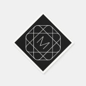 Serviette En Papier Monogramme géométrique noir et blanc (Coin)