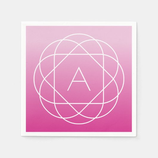 Serviette En Papier Monogramme géométrique semblable à une fleur | Omb (Devant)