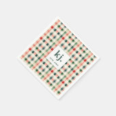 Serviette En Papier Monogramme Gingham Émeraude Doux (Coin)