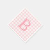 Serviette En Papier Monogramme Gingham Rose Pâle et Blanc (Coin)