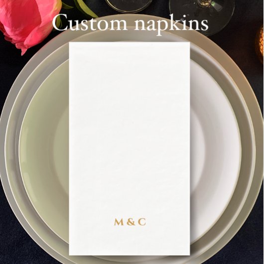 Serviette En Papier Monogramme Gold 50e fête du Mariage