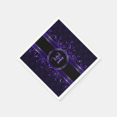 Serviette En Papier Monogramme gothique orné noir et pourpre (Coin)