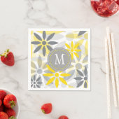 Serviette En Papier Monogramme Graphique en gris jaune (En situation)