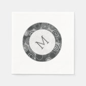 Serviette En Papier Monogramme gris argenté à tendance rétro (Devant)