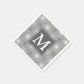 Serviette En Papier Monogramme gris cercles motif (Coin)