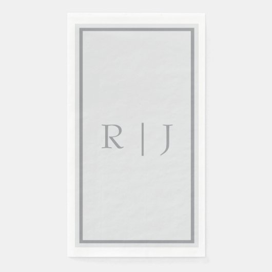 Serviette En Papier Monogramme gris clair gris foncé teinte cool maria (Devant)