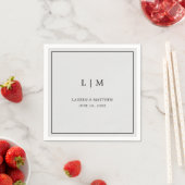 Serviette En Papier Monogramme gris clair simple Mariage élégant (En situation)
