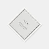 Serviette En Papier Monogramme gris clair simple Mariage élégant (Coin)