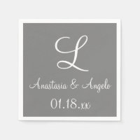 Monogramme Gris Couleur Cute Design Napkins