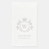 Serviette En Papier Monogramme gris élégant classique Cimier de couron (Devant)