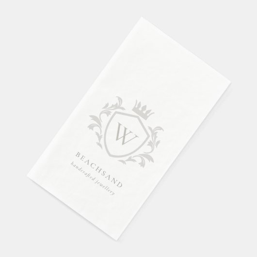 Serviette En Papier Monogramme gris élégant classique Cimier de couron (Coin)