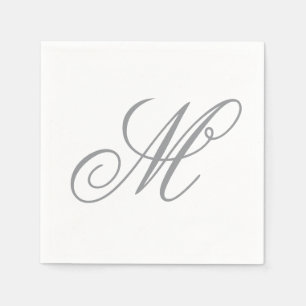 Serviette En Papier Monogramme gris élégant initial