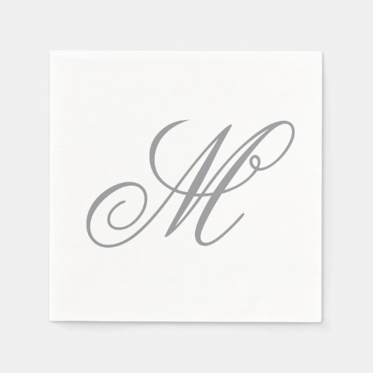 Serviette En Papier Monogramme gris élégant initial (Devant)