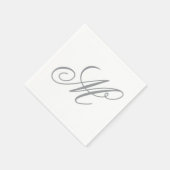 Serviette En Papier Monogramme gris élégant initial (Coin)
