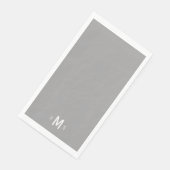 Serviette En Papier Monogramme gris et blanc contemporain (Coin)