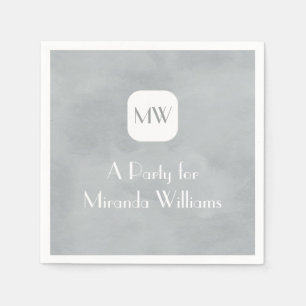 Serviette En Papier Monogramme gris gris simple et chic avec le nom