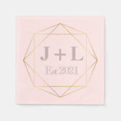 Serviette En Papier Monogramme gris or Mariage de l'anniversaire initi (Devant)