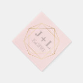 Serviette En Papier Monogramme gris or Mariage de l'anniversaire initi (Coin)