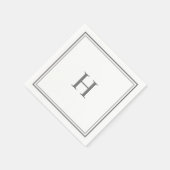 Serviette En Papier Monogramme gris simple avec serviettes de bordure (Coin)