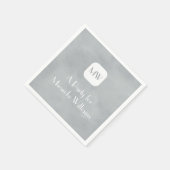 Serviette En Papier Monogramme gris simple et chic avec nom (Coin)