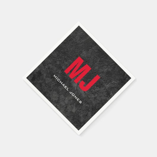 Serviette En Papier Monogramme gris unique tendance ton nom (Coin)