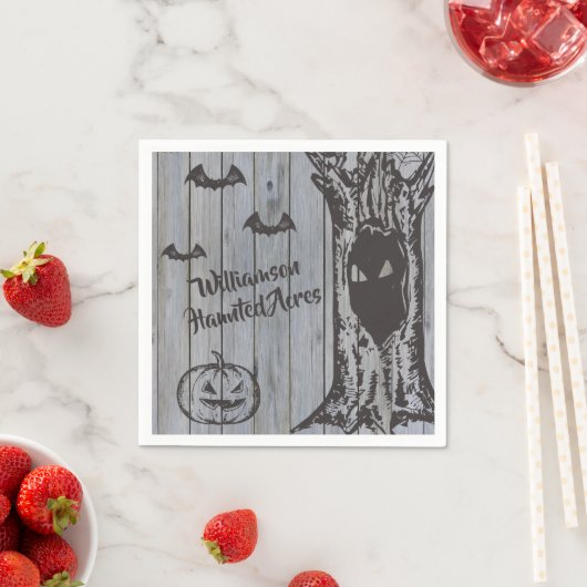 Serviette En Papier Monogramme Halloween Costume Party Éffrayant chauv (En situation)