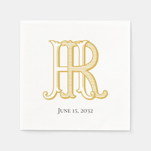 Serviette En Papier Monogramme HR ou Napkins de monogramme RH (Devant)