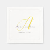 Serviette En Papier Monogramme illuminant jaune, gris avec blanc (Devant)