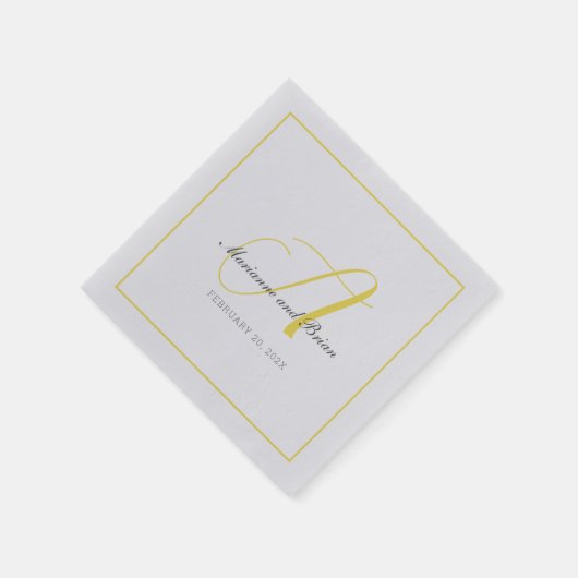 Serviette En Papier Monogramme Illuminant les serviettes jaunes et gri (Coin)