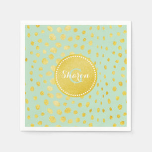 Serviette En Papier Monogramme imprimé guépard paillettes or faux chic