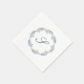 Serviette En Papier Monogramme Indigo Blue Wreath Classic Script Maria (Coin)