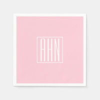 Monogramme initial | Blanc sur rose clair