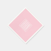 Serviette En Papier Monogramme initial | Blanc sur rose clair (Coin)