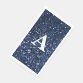 Serviette En Papier Monogramme Initial Bleu Paillettes Blanc Nom Perso (Coin)