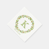 Serviette En Papier Monogramme initial de la couronne de vacances, ver (Coin)