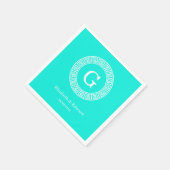 Serviette En Papier Monogramme initial du cadre de ligne clé grecque d (Coin)