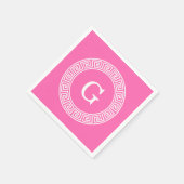 Serviette En Papier Monogramme initial du cadre de ligne de clé grecqu (Coin)