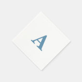 Serviette En Papier Monogramme Initial Dusty Blue Élégant Nom personna (Coin)