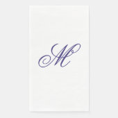 Serviette En Papier Monogramme Initial Élégant Bleu Marine (Devant)